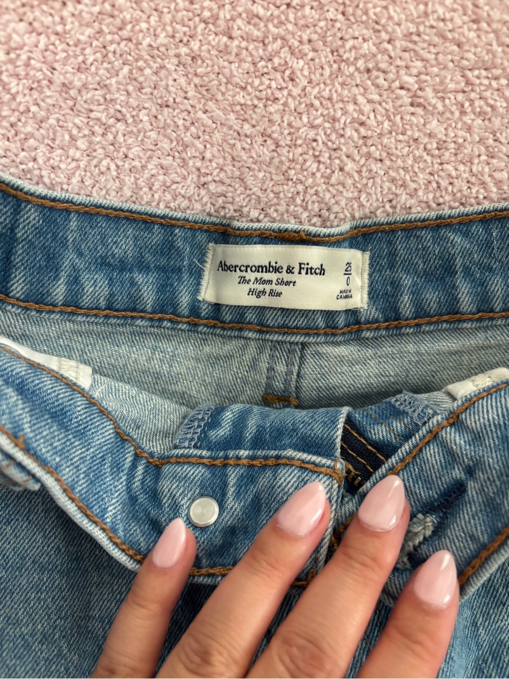 Abercrombie & Fitch Light Blue High-Rise Mom Shorts